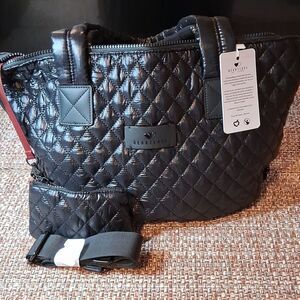 Heartlove Black Quilted Tote Bag By Charo New With Tags